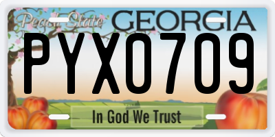 GA license plate PYX0709