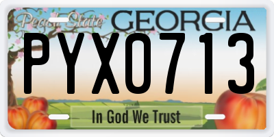 GA license plate PYX0713