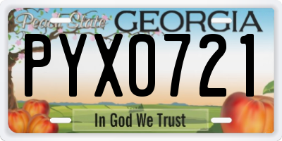 GA license plate PYX0721
