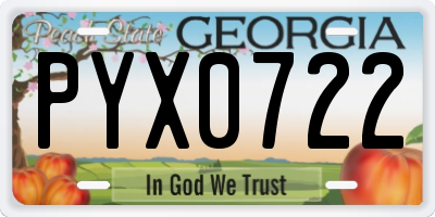 GA license plate PYX0722