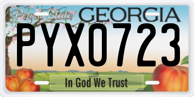 GA license plate PYX0723