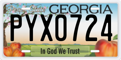 GA license plate PYX0724