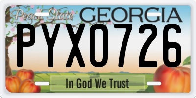 GA license plate PYX0726