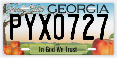 GA license plate PYX0727
