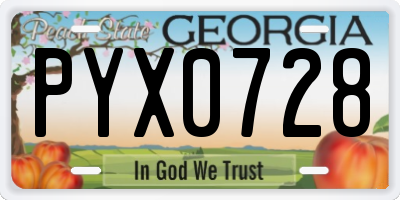 GA license plate PYX0728