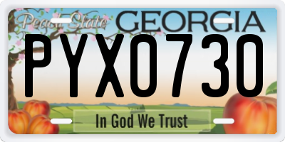 GA license plate PYX0730