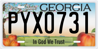 GA license plate PYX0731