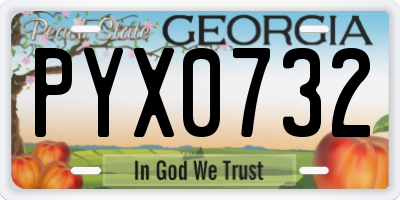 GA license plate PYX0732