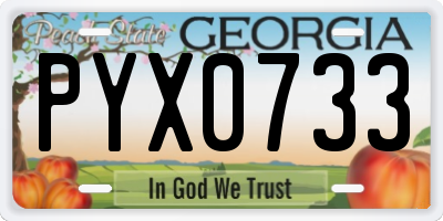 GA license plate PYX0733