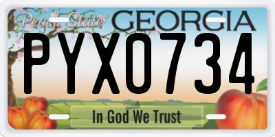 GA license plate PYX0734