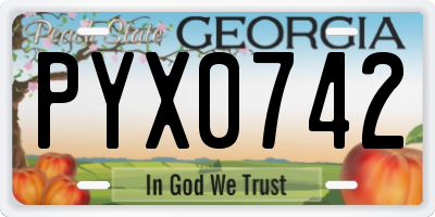 GA license plate PYX0742