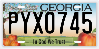 GA license plate PYX0745