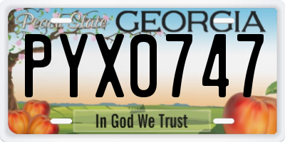 GA license plate PYX0747
