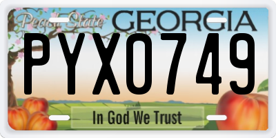 GA license plate PYX0749
