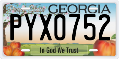 GA license plate PYX0752