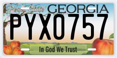 GA license plate PYX0757