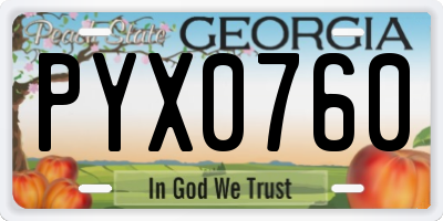 GA license plate PYX0760