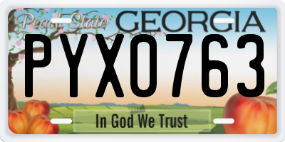 GA license plate PYX0763
