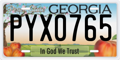 GA license plate PYX0765