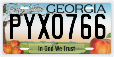 GA license plate PYX0766