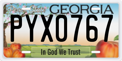 GA license plate PYX0767