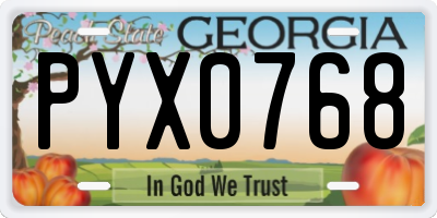 GA license plate PYX0768
