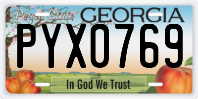 GA license plate PYX0769
