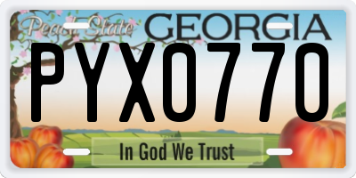 GA license plate PYX0770