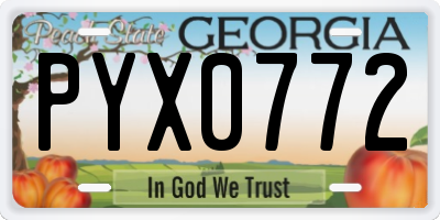 GA license plate PYX0772