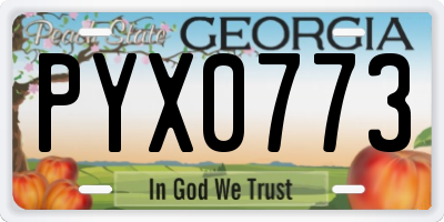 GA license plate PYX0773
