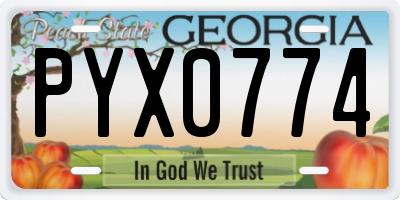 GA license plate PYX0774