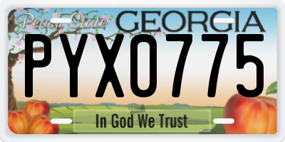 GA license plate PYX0775