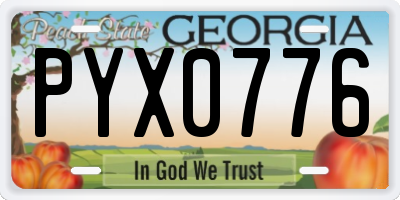 GA license plate PYX0776