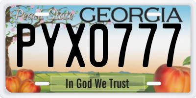 GA license plate PYX0777