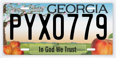 GA license plate PYX0779