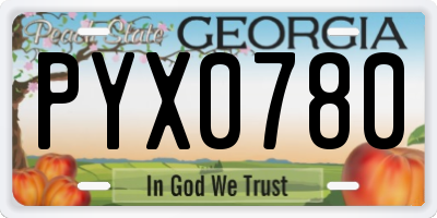 GA license plate PYX0780
