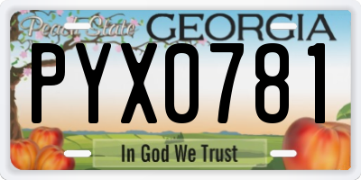 GA license plate PYX0781