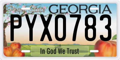 GA license plate PYX0783