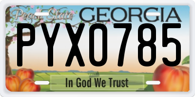 GA license plate PYX0785