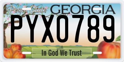 GA license plate PYX0789