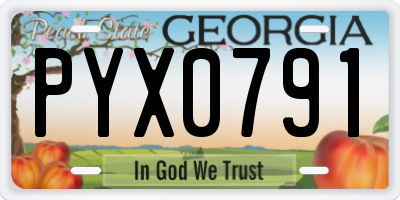 GA license plate PYX0791