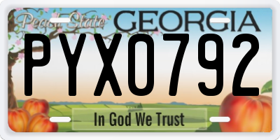 GA license plate PYX0792