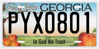 GA license plate PYX0801