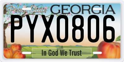 GA license plate PYX0806