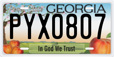 GA license plate PYX0807