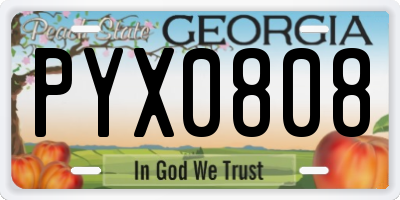 GA license plate PYX0808