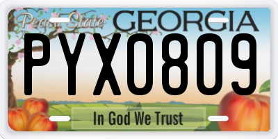 GA license plate PYX0809