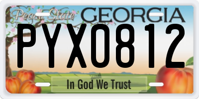GA license plate PYX0812