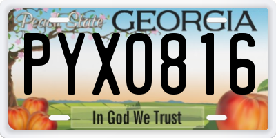 GA license plate PYX0816