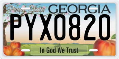GA license plate PYX0820